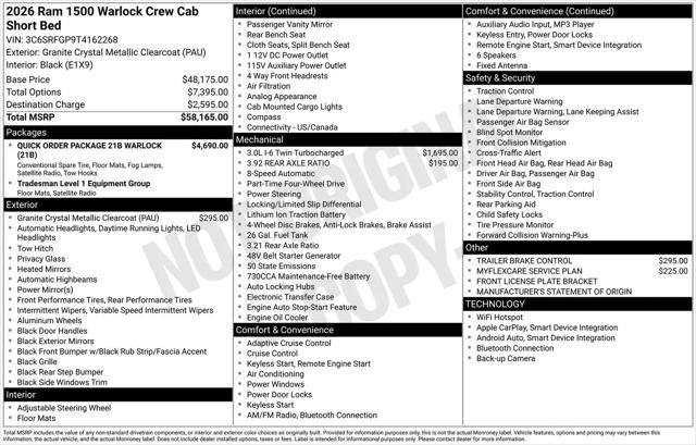 2026 Ram 1500 Warlock Crew Cab 4x4 57 Box
