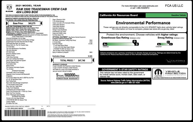 2021 Ram 3500 Tradesman Crew Cab 4x4 8' Box
