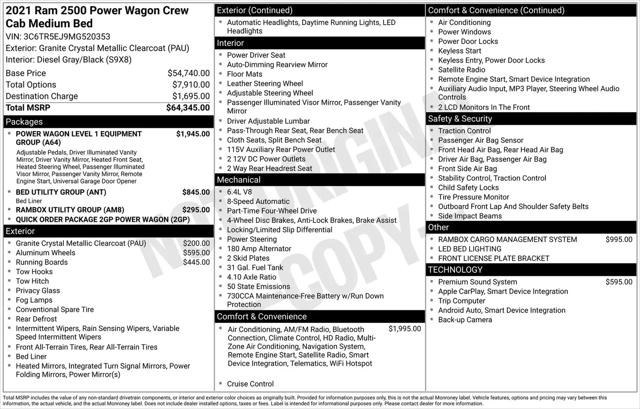 2021 Jeep Ram 2500 Power Wagon Crew Cab 4x4 6'4" Box