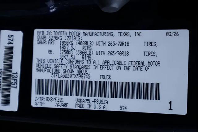 2026 Toyota Tundra SR5 CrewMax 5.5' Bed