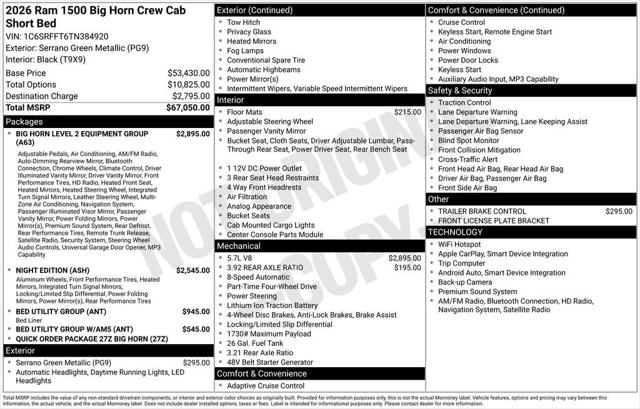 2026 Ram 1500 Big Horn Crew Cab 4x4 5'7" Box