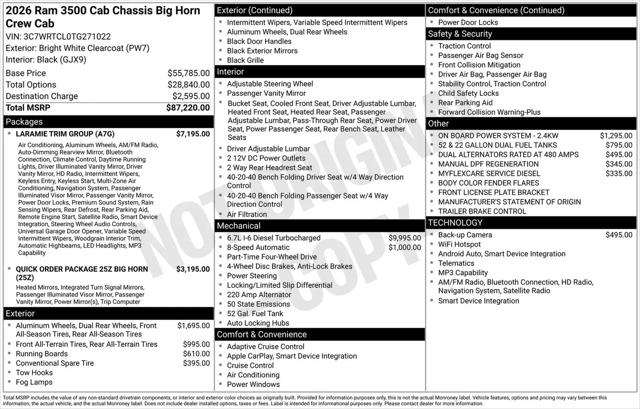 2026 Ram 3500 Chassis Cab Big Horn