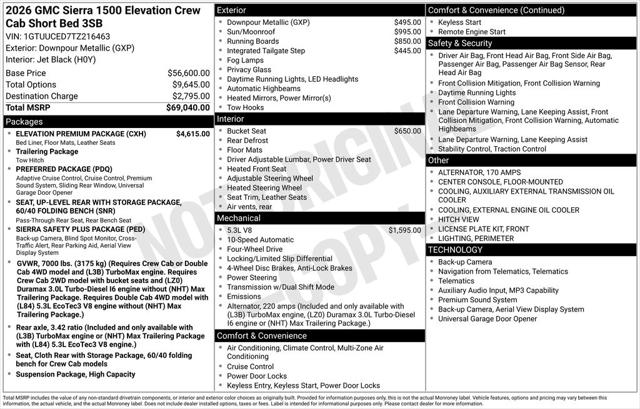 2026 GMC Sierra 1500 Crew Cab, Short Bed, Elevation, 4WD