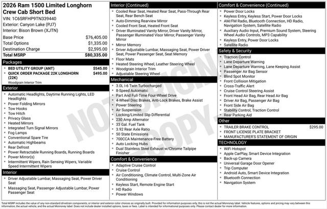 2026 Ram 1500 Limited Longhorn Crew Cab 4x4 5'7" Box