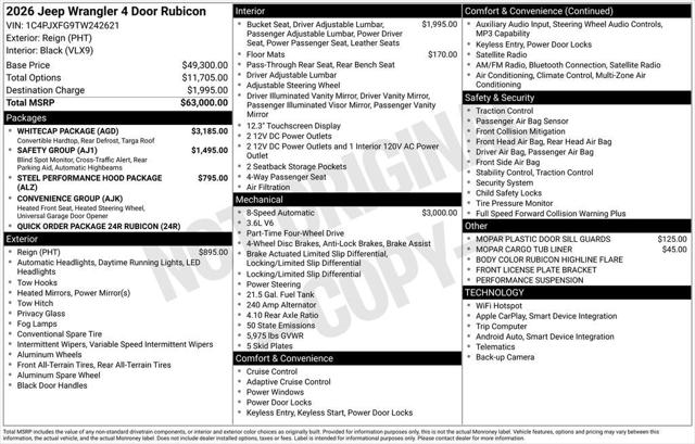 2026 Jeep Wrangler WRANGLER 4-DOOR RUBICON
