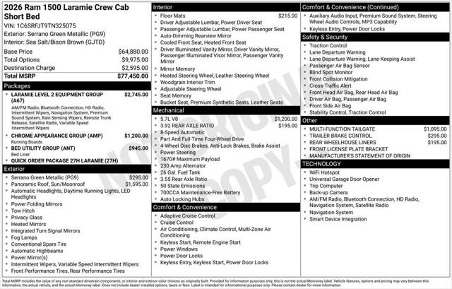 2026 RAM Ram 1500 RAM 1500 LARAMIE CREW CAB 4X4 57 BOX