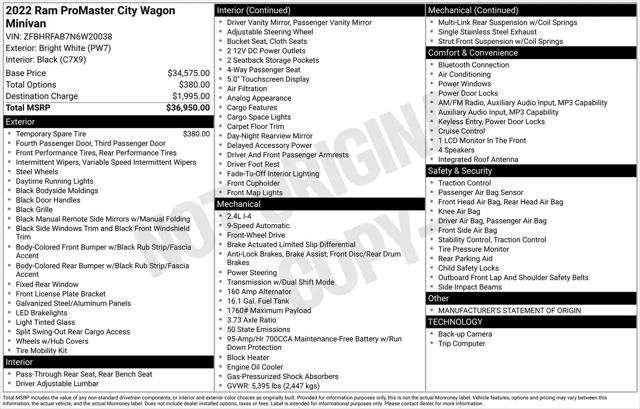 2022 Ram ProMaster City Cargo Van Cargo Van