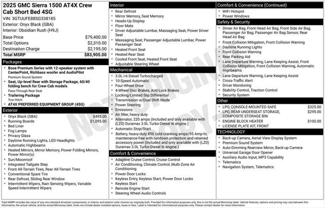 2025 GMC Sierra 1500 4WD Crew Cab Short Box AT4X