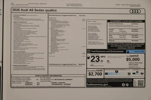 2026 Audi A6 Prestige quattro S tronic