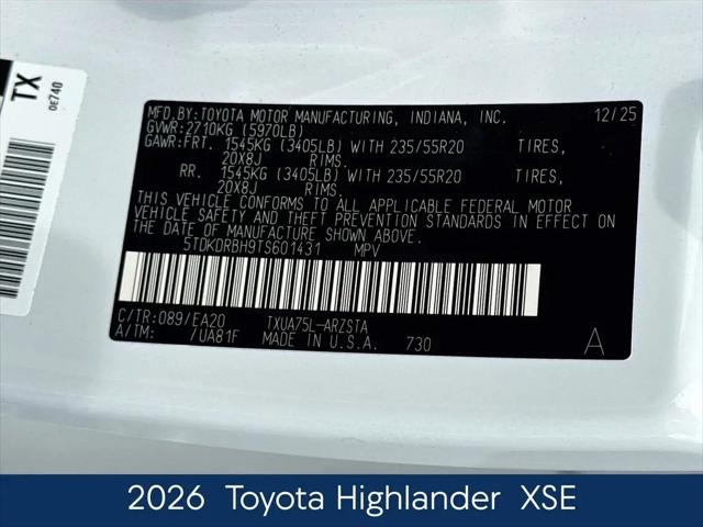 2026 Toyota Highlander XSE
