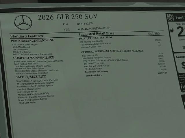 2026 Mercedes-Benz GLB GLB 250