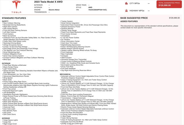 2023 Tesla Model X Standard Range