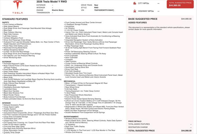 2026 Tesla Model Y Premium Rear-Wheel Drive