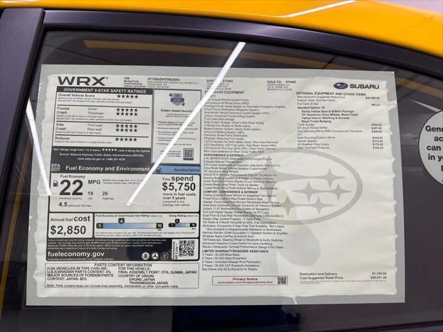 2026 Subaru WRX Series.Yellow