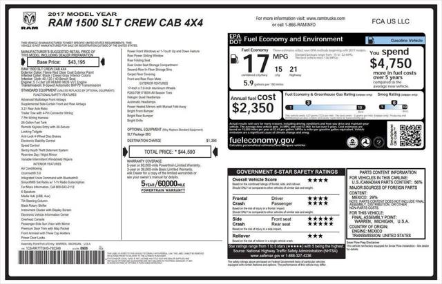 2017 Ram 1500 SLT Crew Cab 4x4 6'4" Box