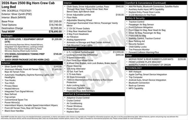 2026 Ram 2500 Big Horn Crew Cab 4x4 8' Box