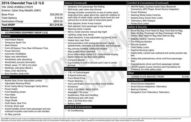 2016 Chevrolet Trax 1LS 2016 Chevrolet Trax 1LS