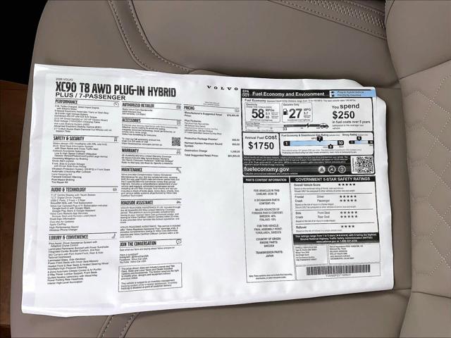 2026 Volvo XC90 Plug-In Hybrid Plus, T8 AWD, Electric/Gasoline, Bright, 7 Seats
