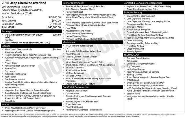 2026 Jeep Cherokee CHEROKEE OVERLAND 4X4