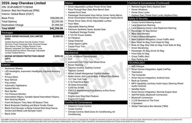 2026 Jeep Cherokee CHEROKEE LIMITED 4X4