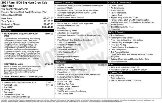 2021 Ram 1500 Big Horn Crew Cab 4x4 5'7" Box