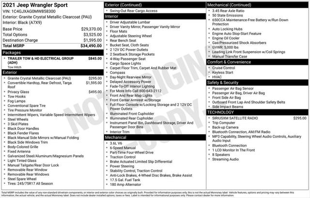 2021 Jeep Wrangler Sport S 4x4