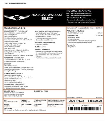 2023 Genesis GV70 2.5T AWD