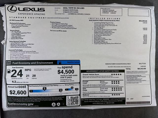 2026 Lexus RX 350 Premium