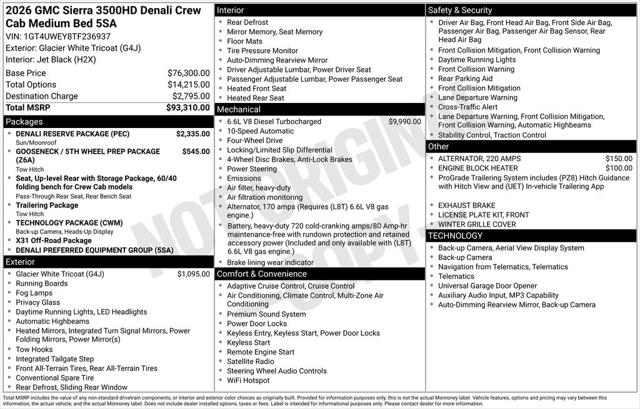 2026 GMC Sierra 3500HD Crew Cab, Long Bed, Denali, 4WD