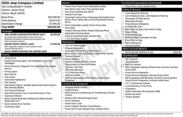2026 Jeep Compass COMPASS LIMITED 4X4