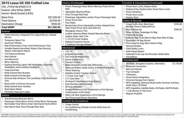 2015 Lexus GS 350 350