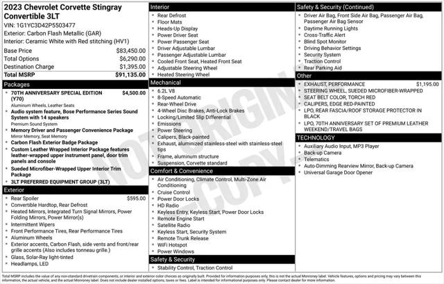 2023 Chevrolet Corvette Stingray RWD Convertible 3LT