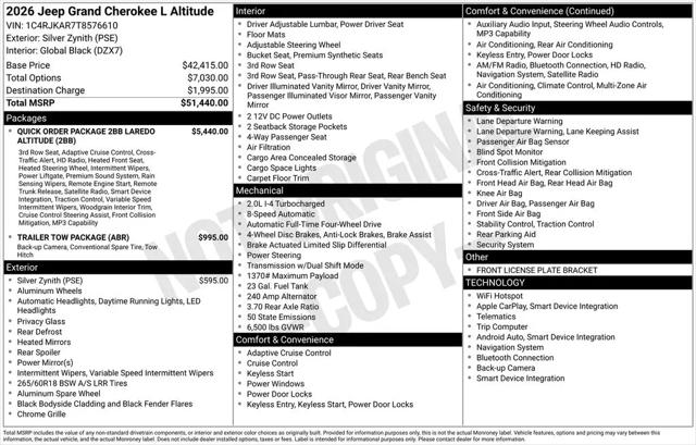 2026 Jeep Grand Cherokee L Altitude 4x4