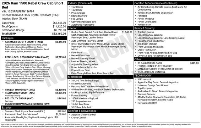2026 RAM Ram 1500 RAM 1500 REBEL CREW CAB 4X4 57 BOX