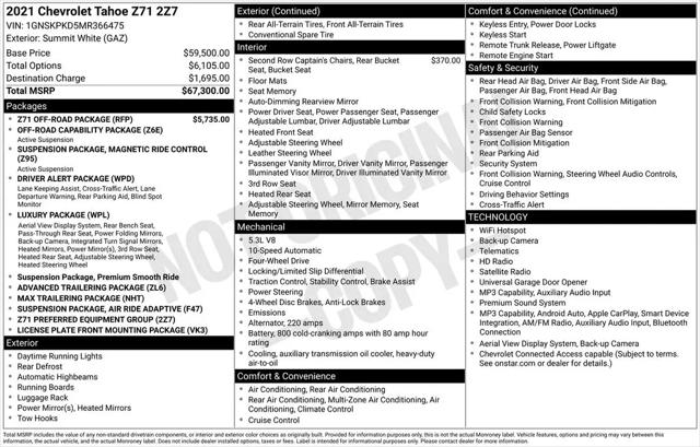 2021 Chevrolet Tahoe 4WD Z71