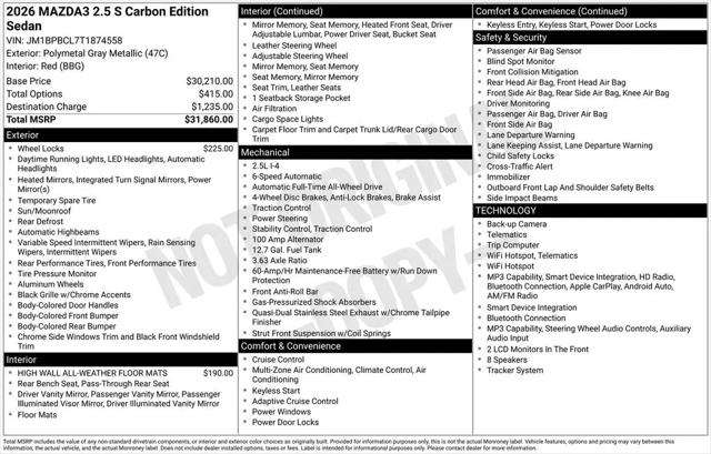 2026 Mazda Mazda3 2.5 S Carbon Edition