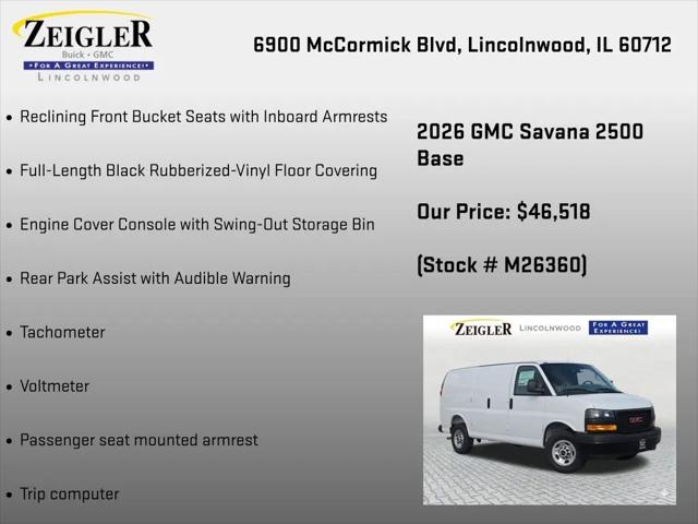 2026 GMC Savana Cargo 2500 Regular Wheelbase, Work Van, RWD