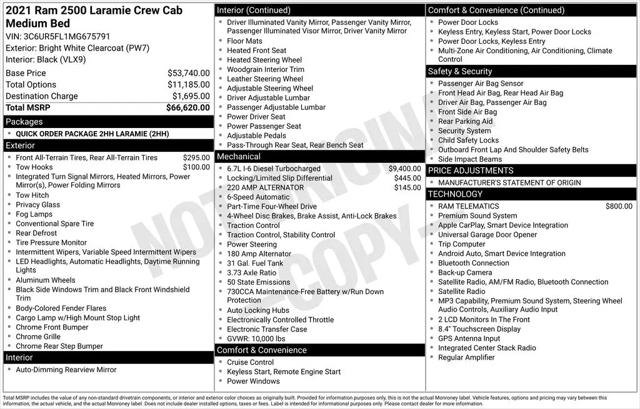 2021 Jeep Ram 2500 Laramie Crew Cab 4x4 6'4" Box