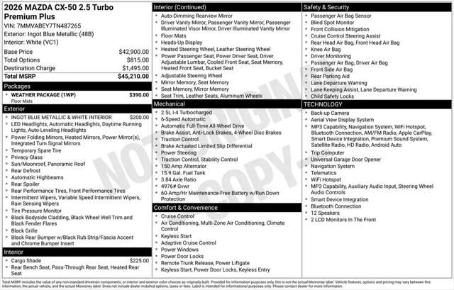 2026 Mazda CX-50 2.5 Turbo Premium Plus
