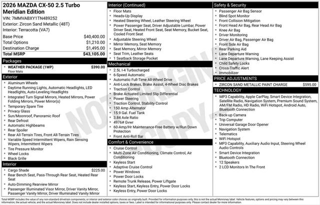 2026 Mazda CX-50 2.5 Turbo Meridian Edition