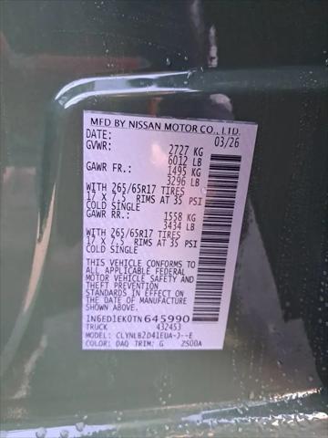 2026 Nissan Frontier Crew Cab SV 4x4