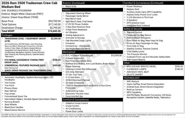 2026 Ram 3500 Tradesman Crew Cab 4x4 64 Box