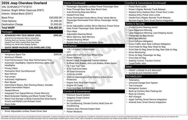 2026 Jeep Cherokee Overland 4x4