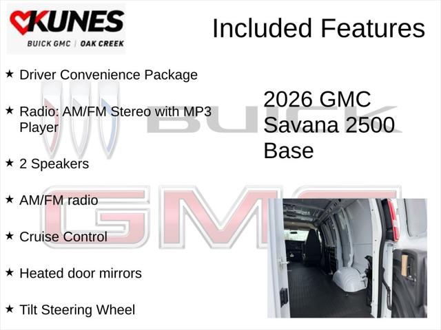 2026 GMC Savana Cargo 2500 Regular Wheelbase, Work Van, RWD