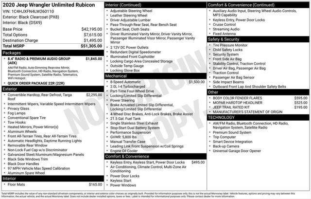 2020 Jeep Wrangler Unlimited Rubicon 4x4 2020 Jeep Wrangler Unlimited Rubicon 4x4