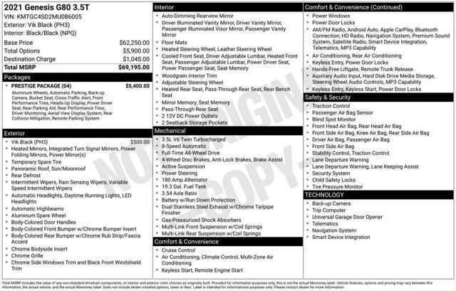 2021 Genesis G80 3.5T AWD 2021 Genesis G80 3.5T AWD