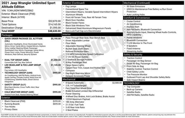 2021 Jeep Wrangler Sport Altitude 4x4