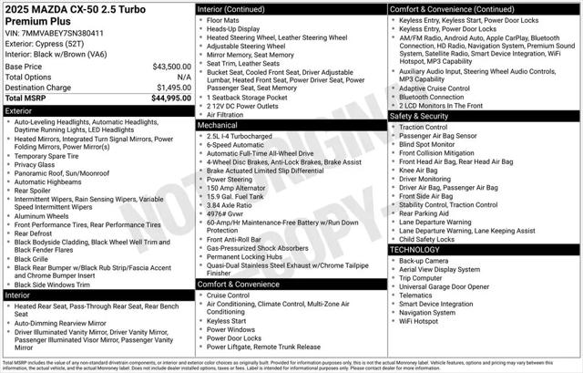 2025 Mazda CX-50 2.5 Turbo Premium Plus Package