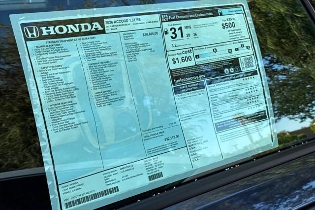 2026 Honda Accord Sedan SE