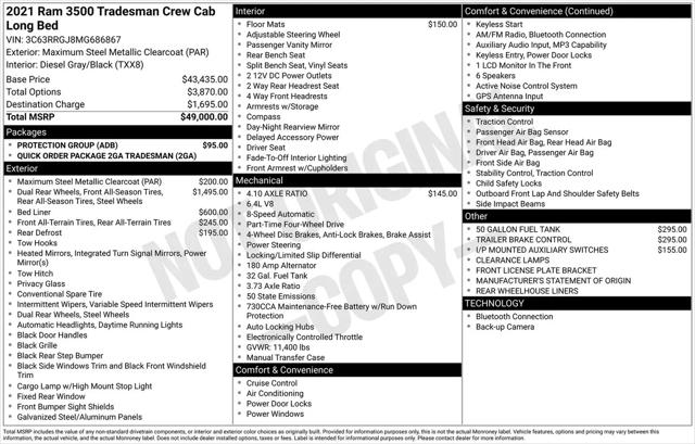 2021 Ram 3500 Tradesman Crew Cab 4x4 8' Box
